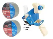 ULINE H-150 2" Tape Dispenser Packing & Shipping Tape Gun W/ x2 110yd Clear Tape