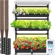 Home 60/90 Pods Hydroponics Growing System Indoor Vertical Hydroponics Tower Herb Garden with WiFi Smart Plug Led Grow Light & Auto Circulating Water System Smart for Herb Garden Kit Vegetable Fruit
