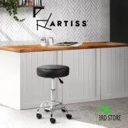 Artiss Round Salon Stool Black PU Swivel Barber Hair Dress Chair Hydraulic Lift