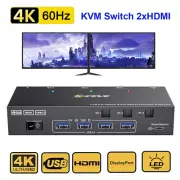 4 Port HDMI USB KVM Switch 4X3 4K@60Hz Switcher Dual Monitor 4 Computer Keyboard