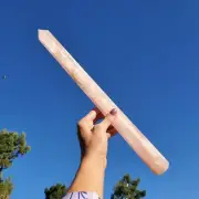 Pencil Thin Rose Quartz Tall Flashy Rainbow Crystal Tower | A Grade | 644 grams