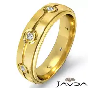 Wedding Eternity Band Round Diamond Mens Step Edge Ring 14k Yellow Gold 0.10 Ctw