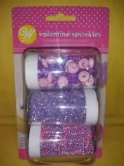 Wilton Valentine Purple and Pink Sprinkles Assorted Set of 3 Shakers