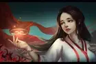 Anime women fantasy girl brunette magic long hair miko Playmat Gaming Mat Desk