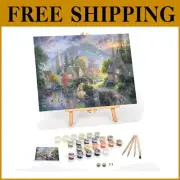 Relaxing Paint by Numbers for Adults - 16”x20” Framed Mountain Village Canvas