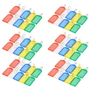 Key Tags Coloured, 60pcs, Plastic Assorted Colored Rings Indicate Luggage Tag ID Label Travel Suitcase Identity Name Card Transparent Keyring Case
