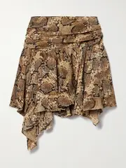 Isabel Marant - Clem Asymmetric Snake-print Devoré Silk-blend Mini Skirt - Snake print - FR34