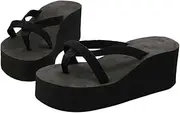 [COLLBATH] Summer Beach High Heel Sandals Thick Bottom Arch Support Slippers Fluffy Slide Sandals Size 38