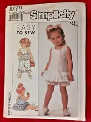 Vintage Simplicity Pattern 9220 Toddler Sundress Top & Pants Sewing Project (H)