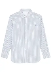 Frame The Oversized Striped Cotton-poplin Shirt - Blue And White - S S