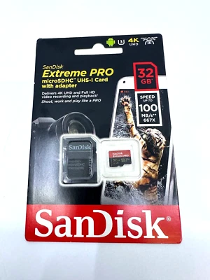 32GB SanDisk Micro SD Extreme Pro Class 10 Memory Card (W/Adapter)