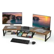 Dual Monitor Stand Riser, Desk Organizer with Drawer, Office Desk Organizers ...