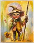 Sunny Scarecrow , 8x10 inches, Original PAINTING OIL, HOME GIFT, Handmade Decor