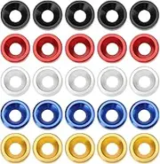 25pcs M3x8mmx2mm Countersunk Washers Alloy Aluminum Colourful Gaskets Contains 5pcs Each of Black/Red/Blue/Silver/Gold for Car Furniture Screw Accessories