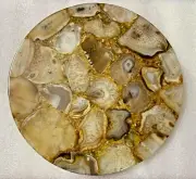 Natural Agate Top Round Coffee Table Handmade Semi Precious Stone Home Decor