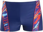 [BIKMAN] Men's Square Leg Athletic Swim Jammers Training Splice Colors Swimsuit, Orange, Small