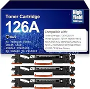 with Chip Compatible 126A (CE310A)Toner Cartridges High Yield Black Toner Cartridge Replacement for HP 100 MFP M175 M175A M175nw M275a M176 M177 CP1020 CP1025,Black-3PC