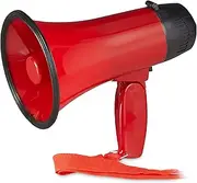 Relaxdays 10022829 Megaphone with Ole Sound, Bullhorn with Folding Handle and Loop, Plastic, 10 Watt, Red