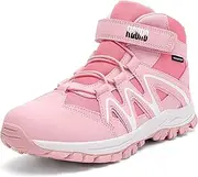 [R CORD] Kids Hiking Boots Kids Hiking Shoes Girls Hiking Boots Waterproof Non-Slip Girls Hiking Shoes for Outdoor Rugged Quick Lace-Up Closure Durable TPR Traction Outsole Kids Hiiking Shoes