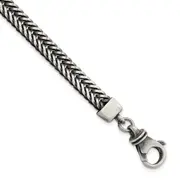 8.5 Inch Sterling Silver Brushed Antiqued Wheat Chain Bracelet