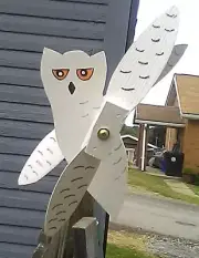 Snowy Owl yard/ garden whirligig White