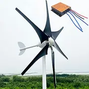 800W-1200W Wind Turbine 12V / 24V / 48V Windmill Generator Suit with MPPT Controller and 6 Black Blades, Low Starting Wind Speed Wind Power Generator for Streets, Outdoors, Parks,800w,24V
