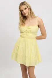 Yellow Fit And Flare Dress Cut Out - Size 16XL, Women's Skater Dress