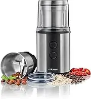 Cloer 7419 Electric Coffee and Spice Grinder with Stainless Steel Blade, 350 W, 2 Removable Stainless Steel Containers for Pestos, Herbs, Nuts and Grains, Coffee Beans up to 80 g, Aroma Protection Cap
