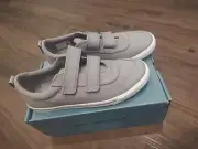 Toms Youth Size 6 Doheny Drizzle Grey Canvas Comfortable Sneakers VelcroStraps