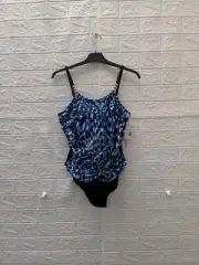 New Miraclesuit Quill Lisa Printed One Piece Swimsuit Sz 14