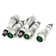 5Pcs AC 220V Green Neon Metal Indicator Pilot Dash Light Signal Lamp
