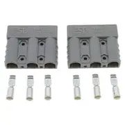 Jaylec 3 Way 50A Grey Connectors with Terminals, Pack of 2 - ECH9060