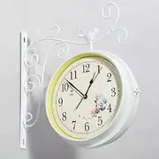 Double-Sided Wall Clock Station Clock, Garden Outdoor Station Clock, Station Clock White for Home Decoration Without Battery B Wei?