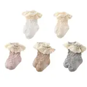 Newborn Toddlers Girls Ruffled Socks Frilly Cotton Ankle Socks with Lacework