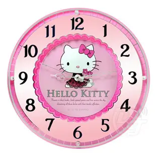 HELLO KITTY蕾絲奢華水鑽靜音掛鐘 JM-W3244-KT