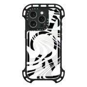 iPhone 16 Pro Ultra Bounce Case MagSafe Compatible Marble Transparent Trippy Wavy Swirl White Spiral Warp Twirl Retro 70s Psychedelic Acid Groovy Abstract Pattern