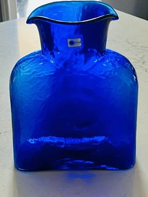Blenko Glass 384 Water Bottle, Pitcher, Vase 8.5 tall - Cobalt NEW