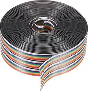 uxcell 1 Pcs 30 Pin Flat Rainbow Ribbon Cable 30 ft 1.27mm Pitch Breadboard Jumper Wires for Electronic Projects