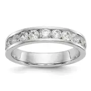 0.99ct. CZ Solid Real 14K White Gold 11-Stone Channel Wedding Band Ring