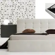 Istyle Milan King Gas Lift Ottoman Storage Bed Frame Pu Leather White