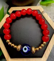Handmade Beaded Stackable 7" Plus Stretch Bracelet New Evil Eye A4915