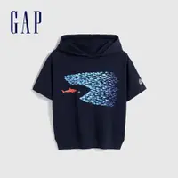 在飛比找蝦皮商城優惠-Gap 男童裝 Logo寬鬆短袖帽T 厚磅密織水洗棉系列-海