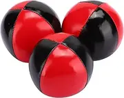 3PCS Portable Red Black PU Leather Juggling Balls Tear Resistant Fine Colloidal Particle for Entry Level Beanbag Jugglers