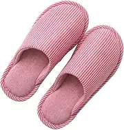 CHILDWEET 1 Pair home striped slippers hotel slippers closed toe house slippers spa slippers pedicure slippers Skidproof Slipper Cotton linen men and women breathable cotton shoes