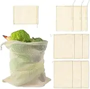 10Pcs Reusable Mesh Produce Bags, Washable Mesh Bags Drawstring Grocery Bags, See Through Produce Storage Bags Eco Friendly Drawstring Net Bags for Veggie Fruit Vegetable
