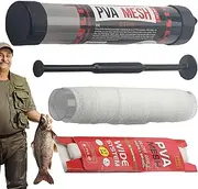 Carp Fishing Mesh, PVA Mesh Set | 25mm 37mm Wide Fishing Mesh | Slow Net of Melted Net, Lake, Reservoir or Coastline Lures Bucket with Funnel and Plunger