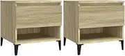 vidaXL Modern Side Tables (2 pcs) in Sonoma Oak - Engineered Wood with Drawer and Compartment - Stylish Metal Feet - Durable & Moisture Resistant