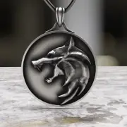 Fierce wolf medallion pendant | handcrafted 925 sterling silver necklace