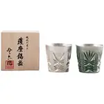 SATSUMA TIN TIN KIRIKO KIRIKO GLASS 2套2漆绿白色直径6.4×6.3厘米120ML编