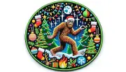 Christmas Bigfoot Patch Iron-on Applique Myth Santa Presents Cryptid Badge